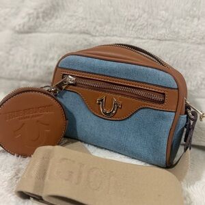 True Religion Horshoe Logo Denim Crossbody Bag